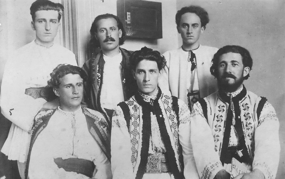 Corneliu Zelea Codreanu (front row, center) with founding members of the Romanian legionary movement "Legion of the Archangel Michael," 1931.